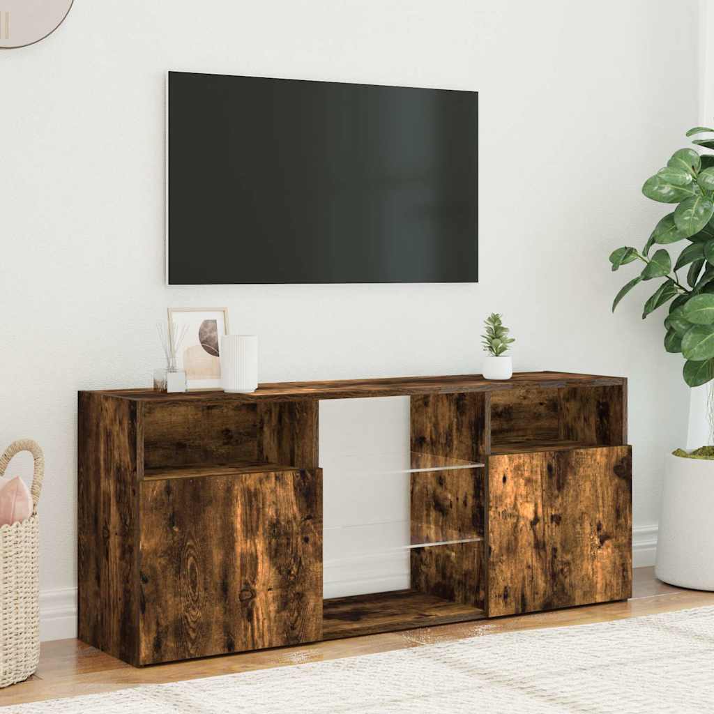 Meuble TV avec lumières LED Chêne fumé 120x30x50 cm - XIOS