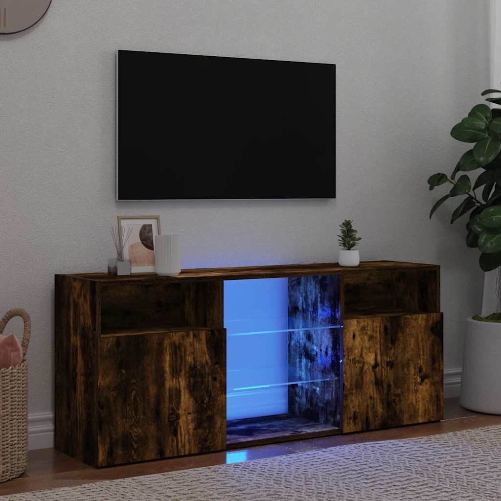 Meuble TV avec lumières LED Chêne fumé 120x30x50 cm - XIOS