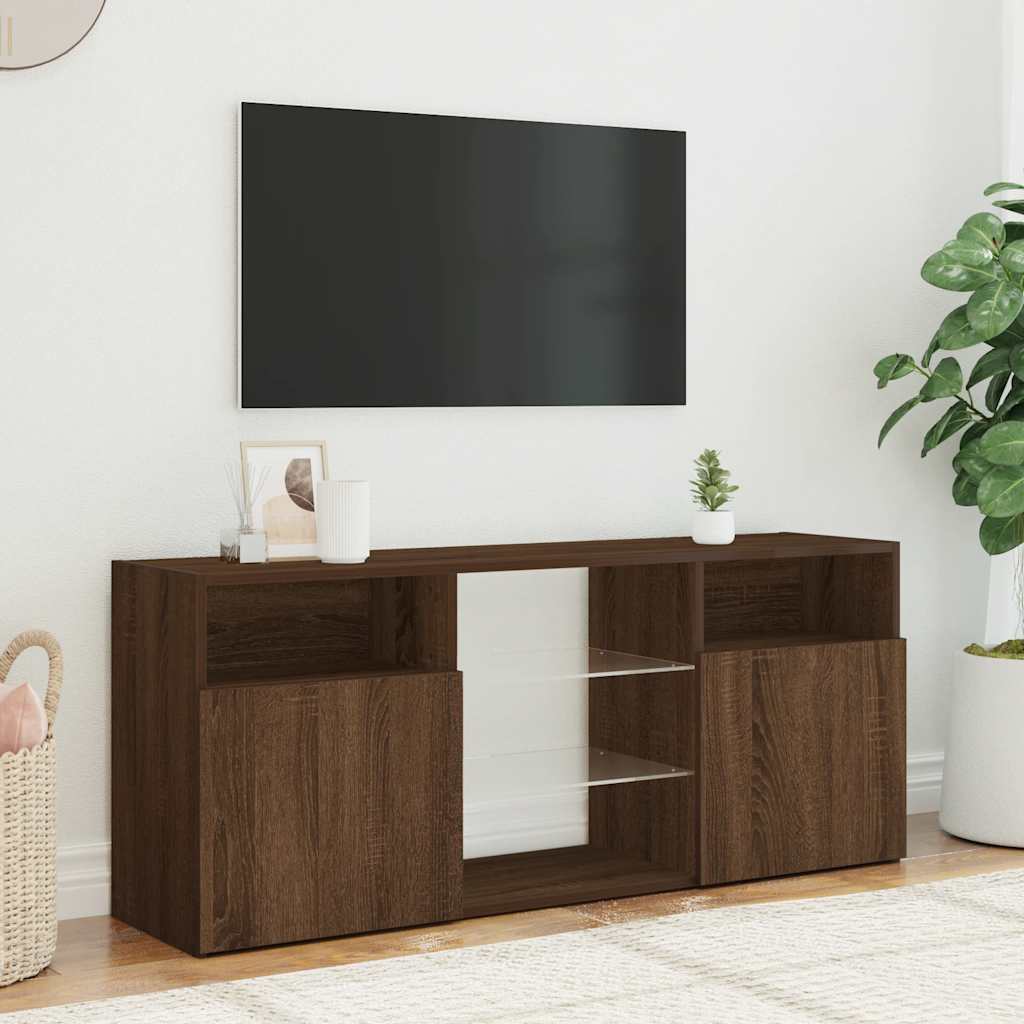 Meuble TV avec lumières LED Chêne marron 120x30x50 cm - XIOS