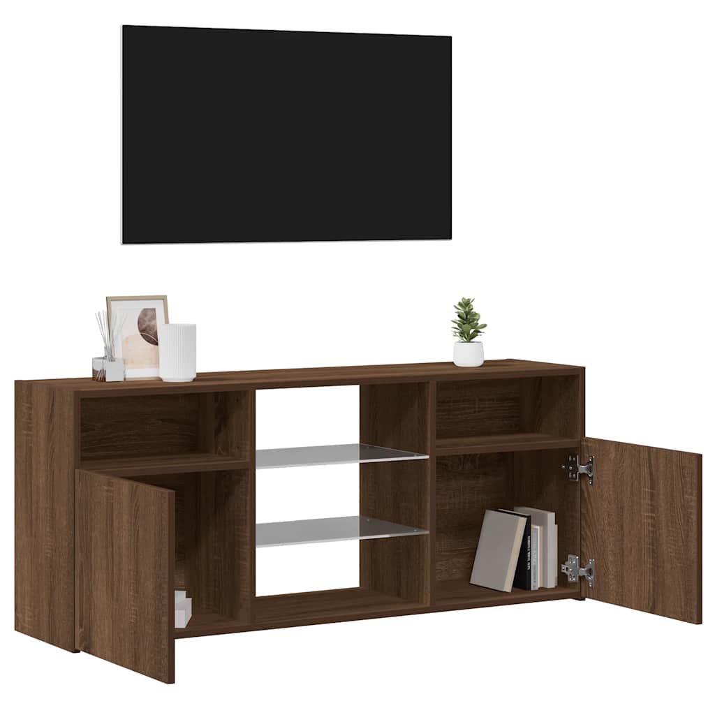 Meuble TV avec lumières LED Chêne marron 120x30x50 cm - XIOS