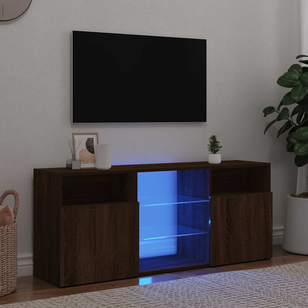 Meuble TV avec lumières LED Chêne marron 120x30x50 cm - XIOS