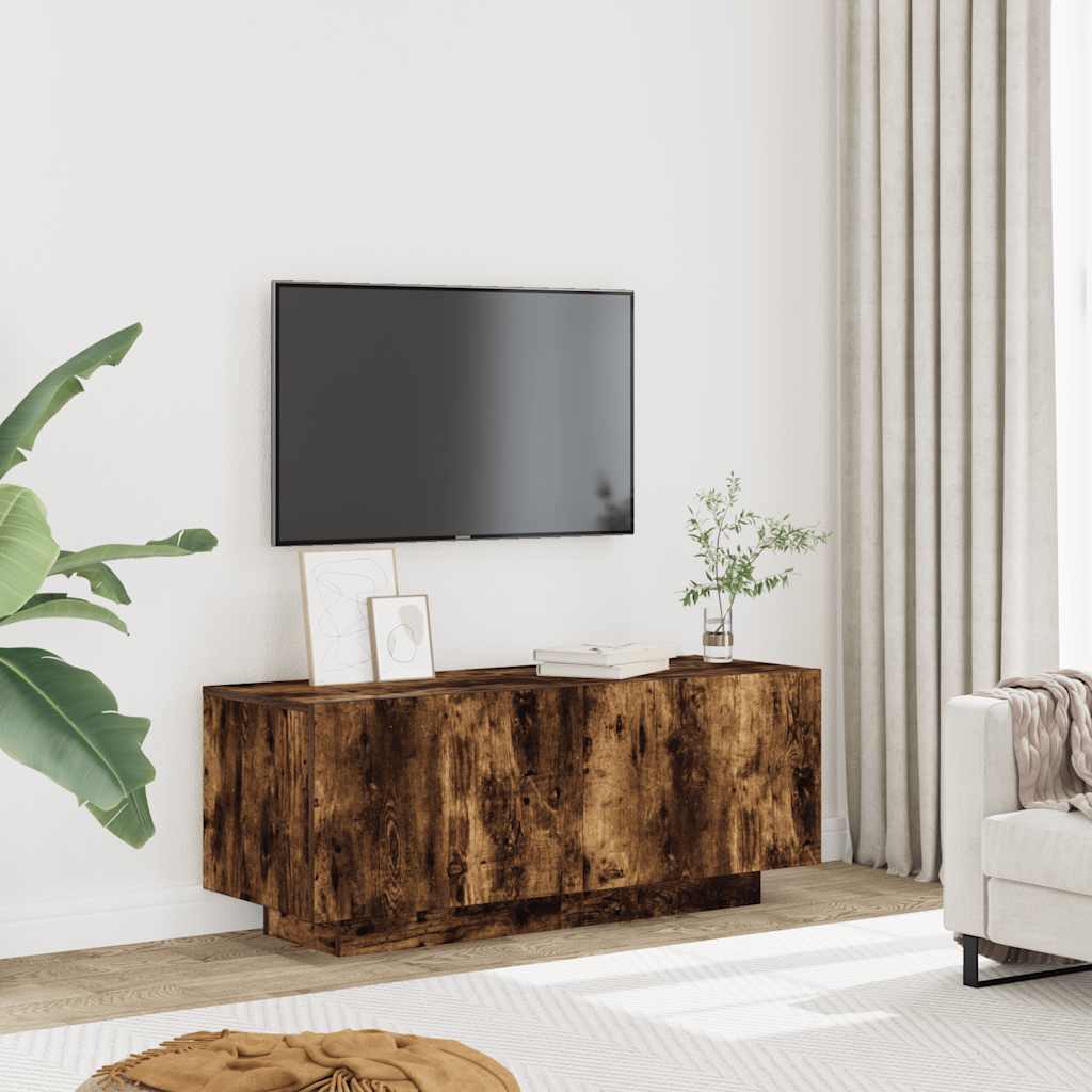 Meuble TV Chêne fumé 100x35x40 cm Bois d'ingénierie