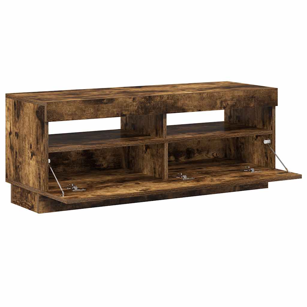 Meuble TV avec lumières LED chêne fumé 100x35x40 cm - XIOS