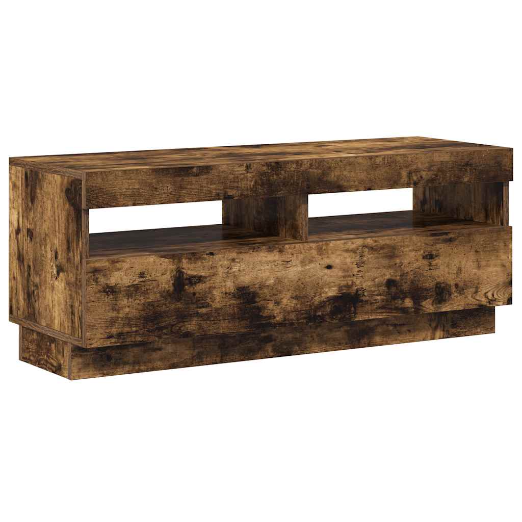 Meuble TV avec lumières LED chêne fumé 100x35x40 cm - XIOS