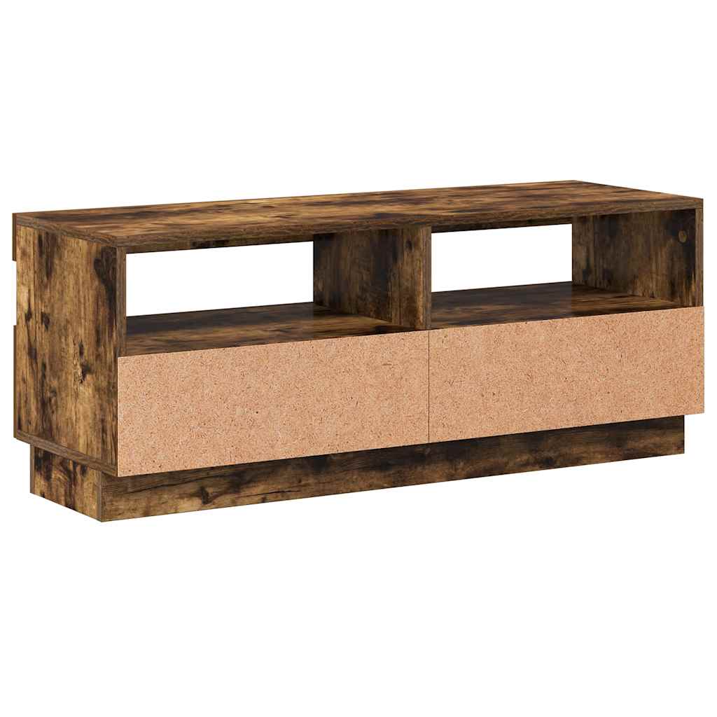 Meuble TV avec lumières LED chêne fumé 100x35x40 cm - XIOS