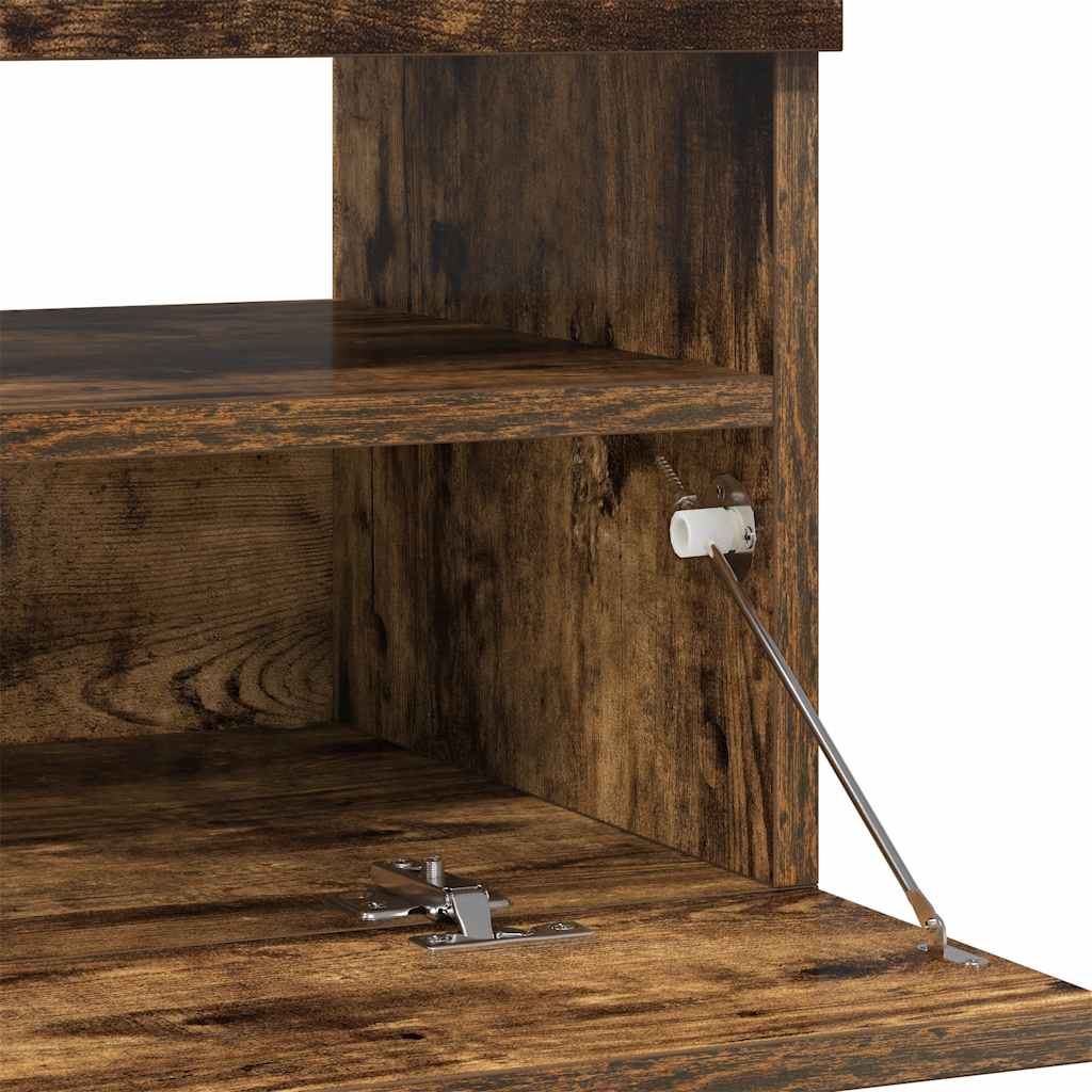 Meuble TV avec lumières LED chêne fumé 100x35x40 cm - XIOS