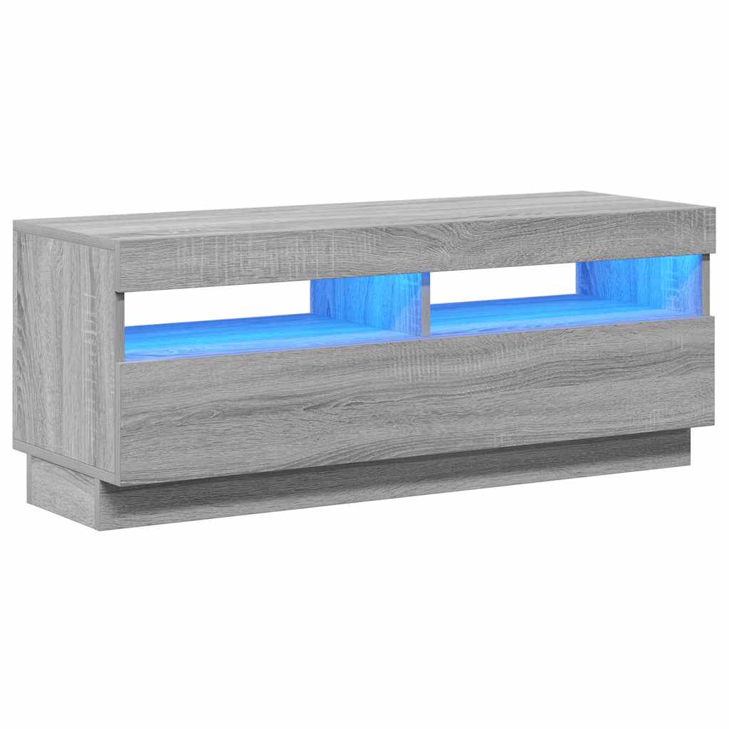 Meuble TV avec lumières LED sonoma gris 100x35x40 cm