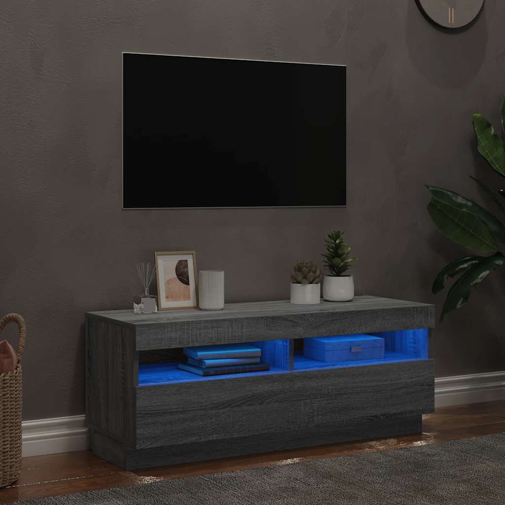 Meuble TV avec lumières LED sonoma gris 100x35x40 cm - XIOS