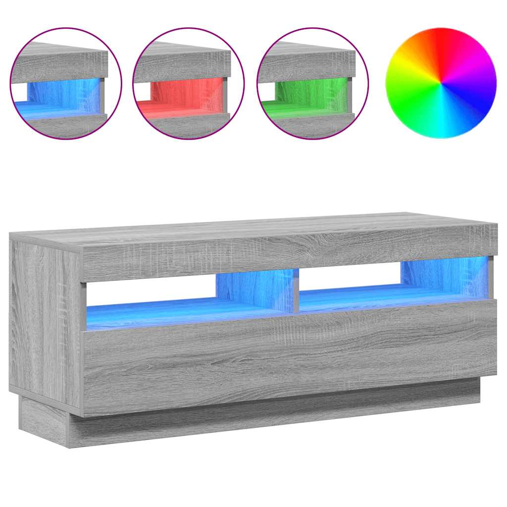Meuble TV avec lumières LED sonoma gris 100x35x40 cm