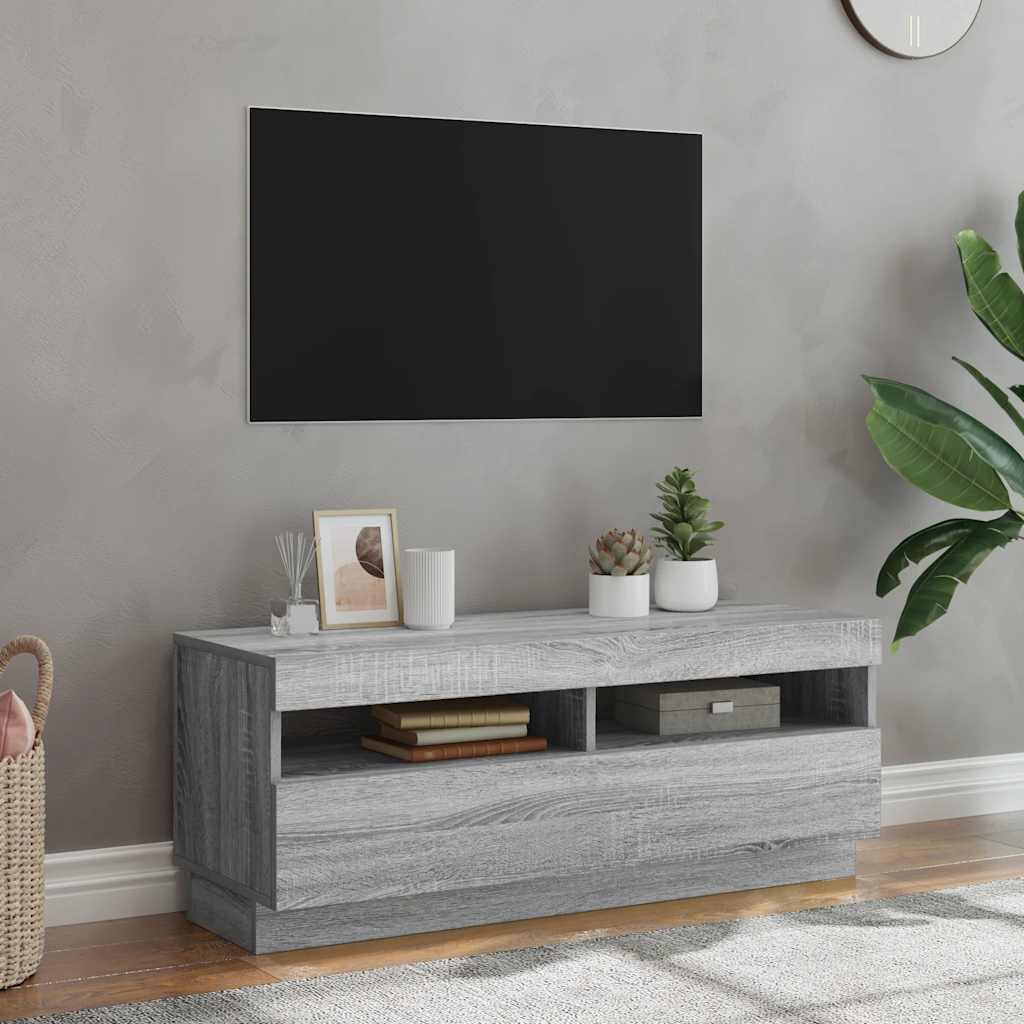 Meuble TV avec lumières LED sonoma gris 100x35x40 cm - XIOS