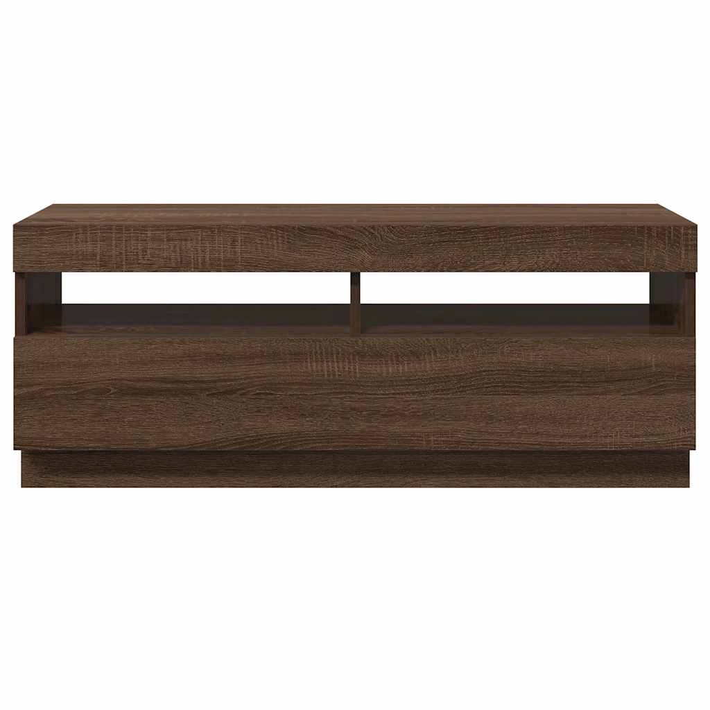 Meuble TV avec lumières LED chêne marron 100x35x40 cm - XIOS