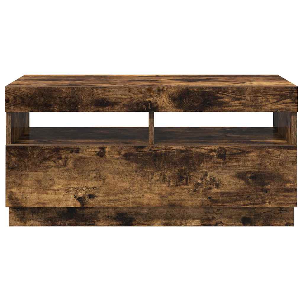 Meuble TV avec lumières LED chêne fumé 80x35x40 cm - XIOS