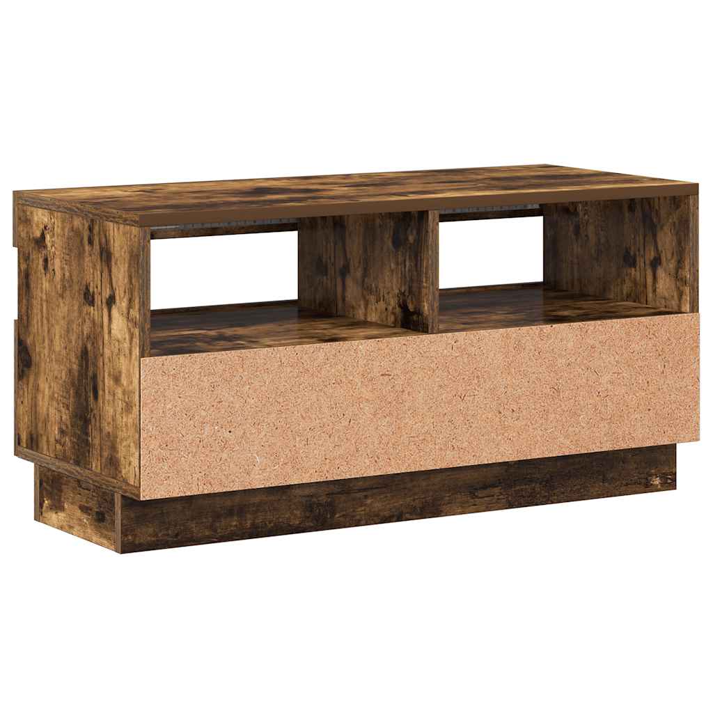 Meuble TV avec lumières LED chêne fumé 80x35x40 cm - XIOS