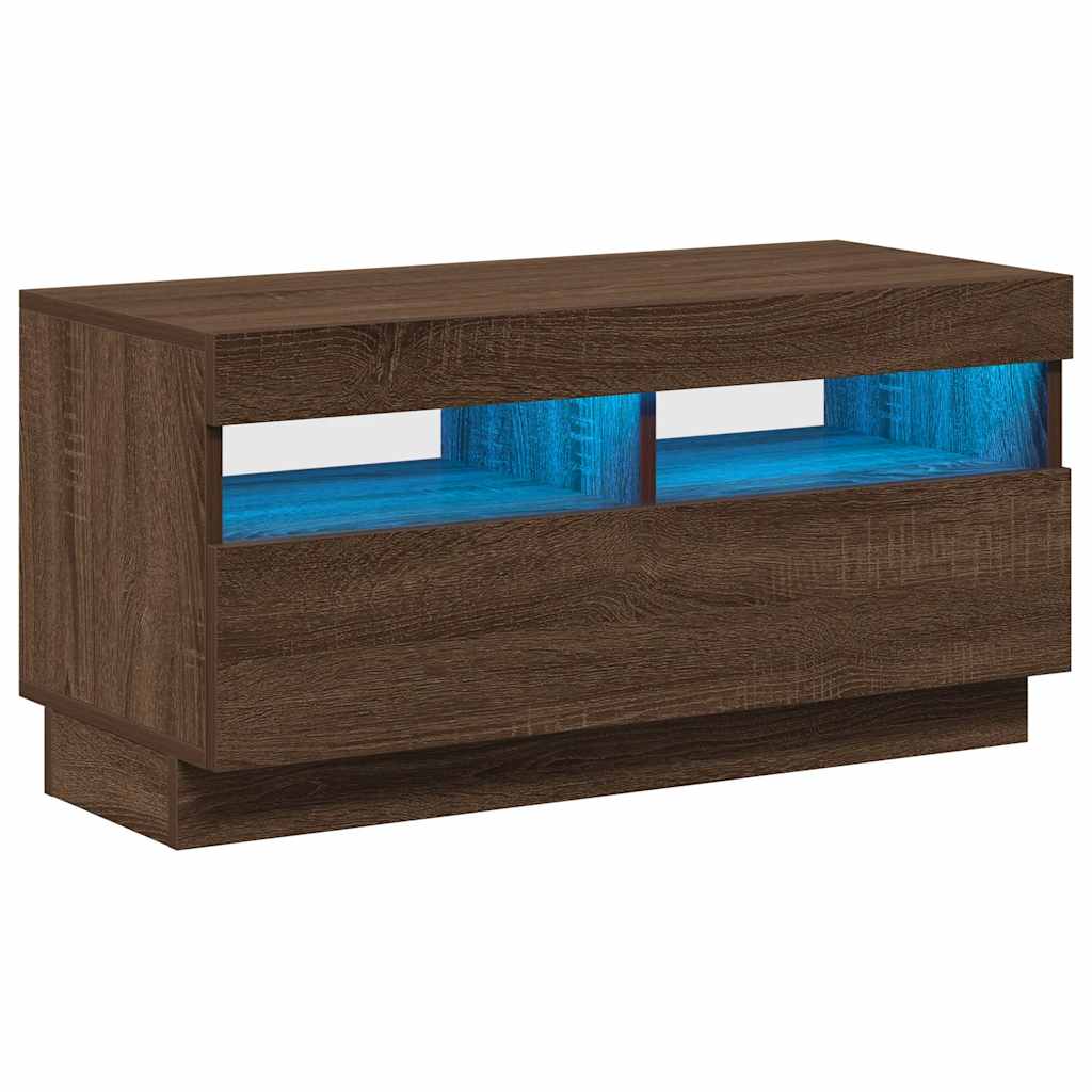 Meuble TV avec lumières LED chêne marron 80x35x40 cm - XIOS