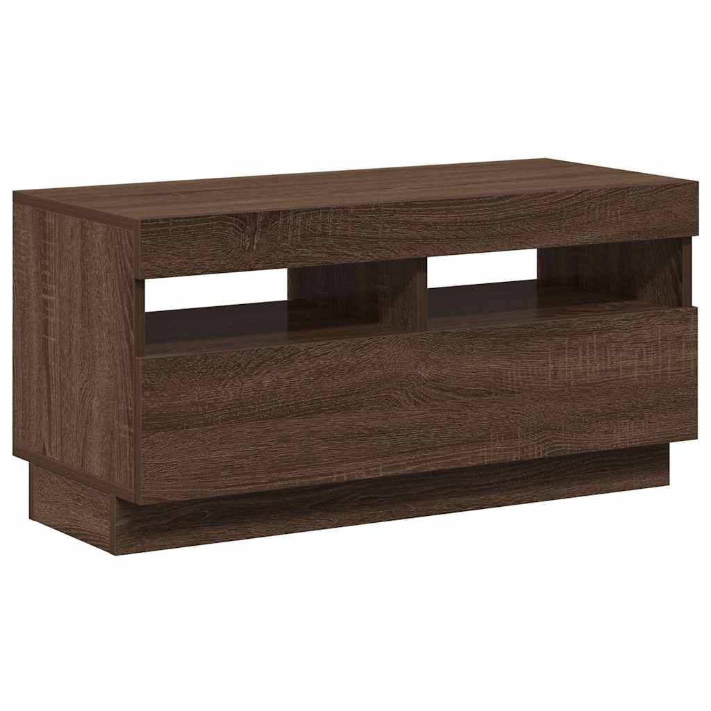 Meuble TV avec lumières LED chêne marron 80x35x40 cm - XIOS