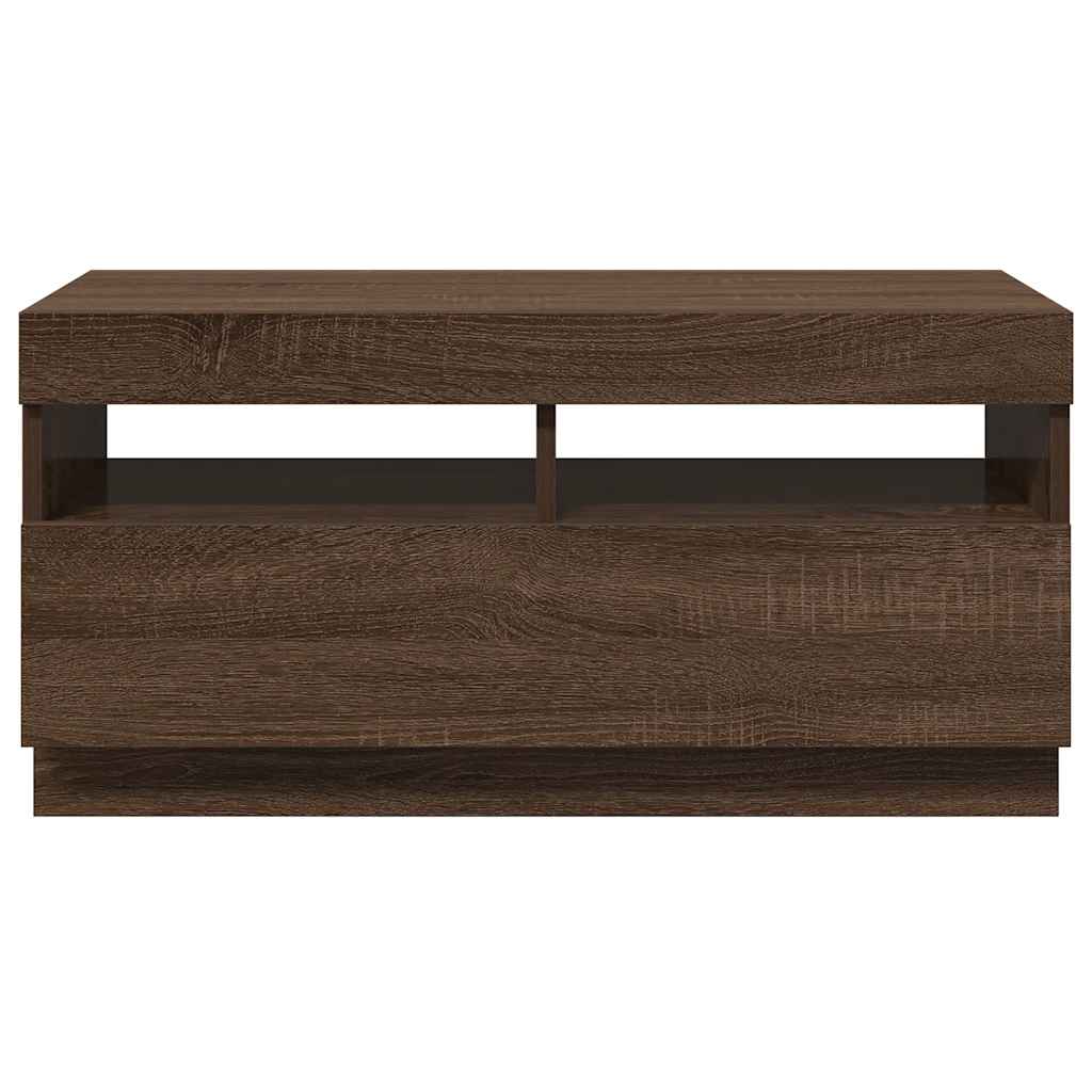 Meuble TV avec lumières LED chêne marron 80x35x40 cm - XIOS