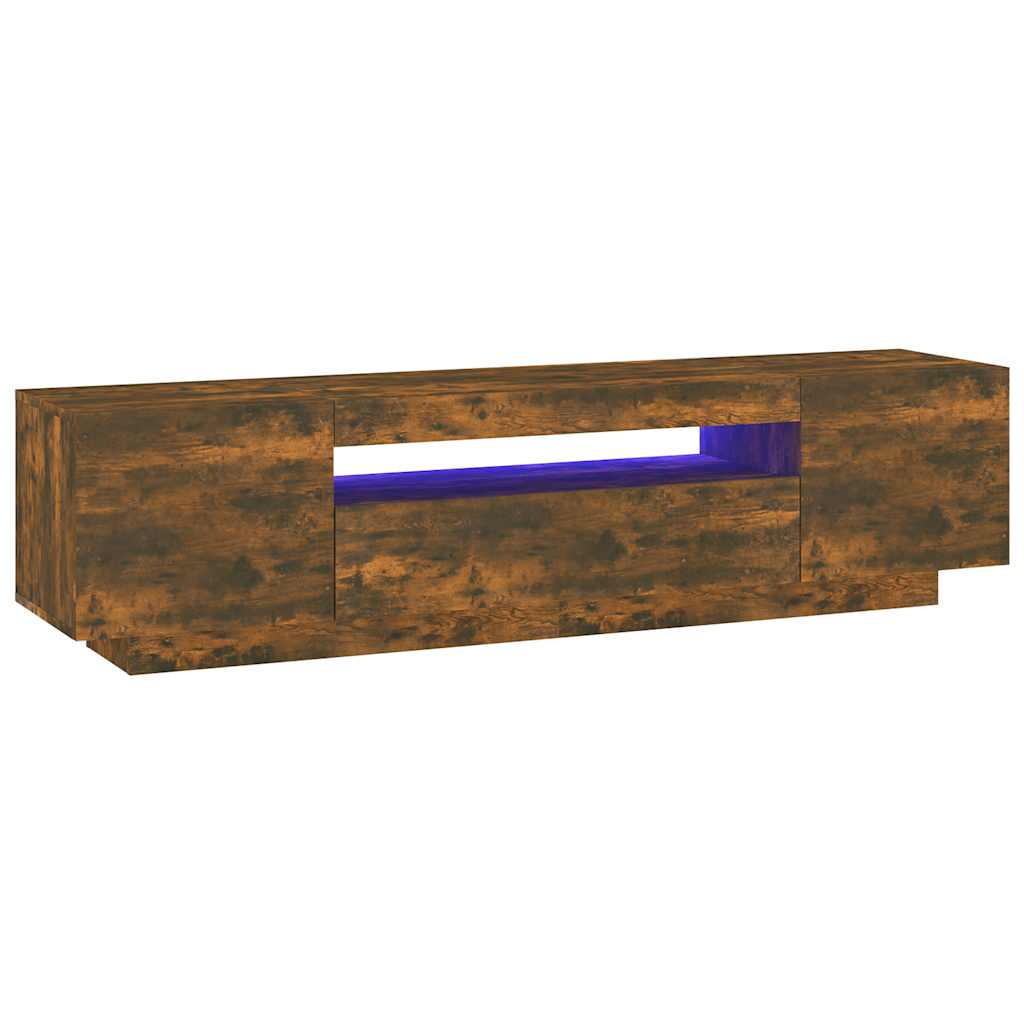 Meuble TV avec lumières LED Chêne fumé 160x35x40 cm - XIOS