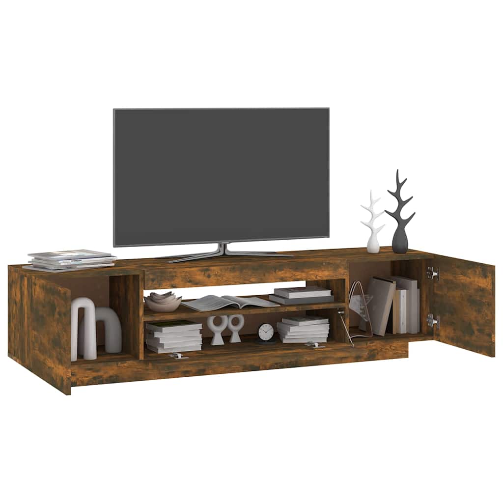 Meuble TV avec lumières LED Chêne fumé 160x35x40 cm - XIOS