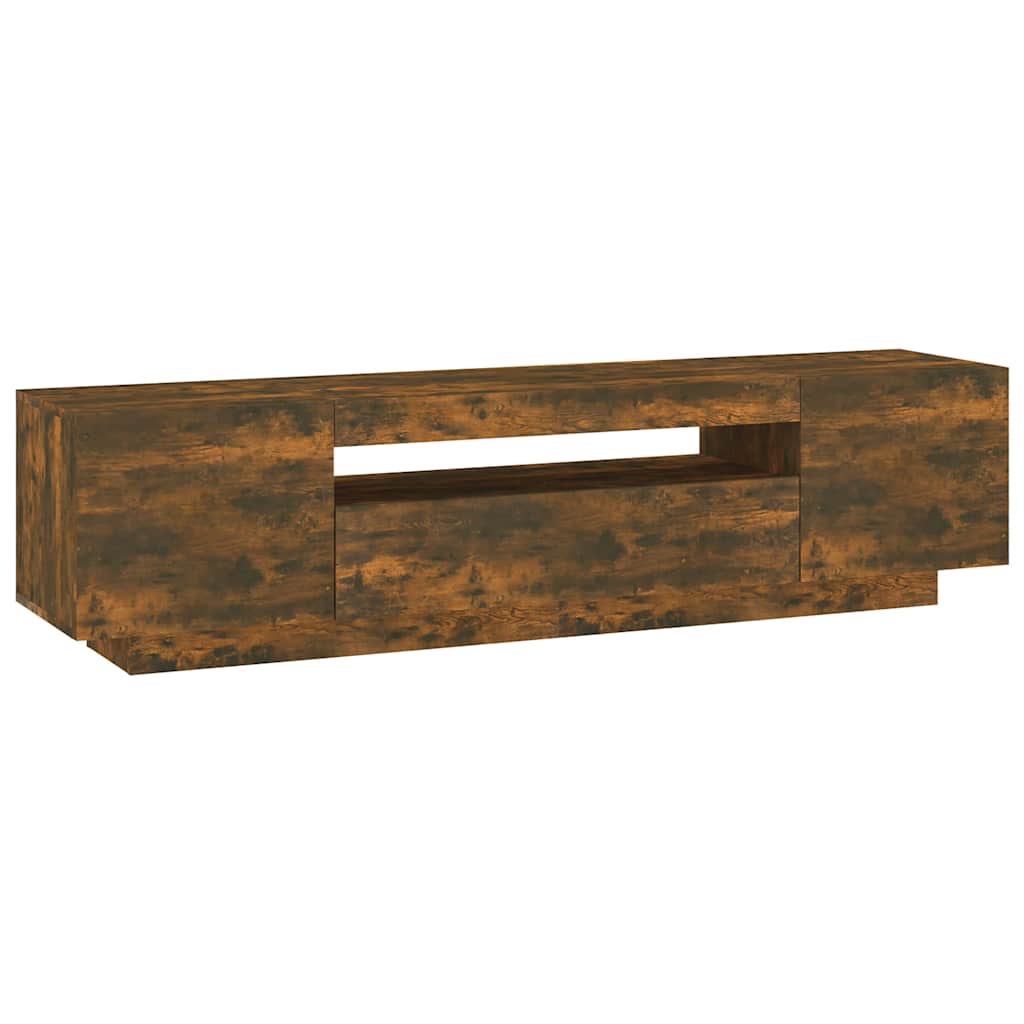 Meuble TV avec lumières LED Chêne fumé 160x35x40 cm - XIOS
