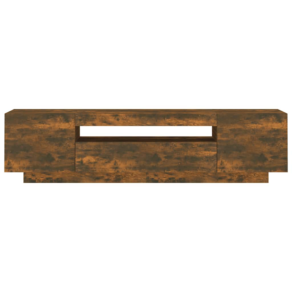 Meuble TV avec lumières LED Chêne fumé 160x35x40 cm - XIOS