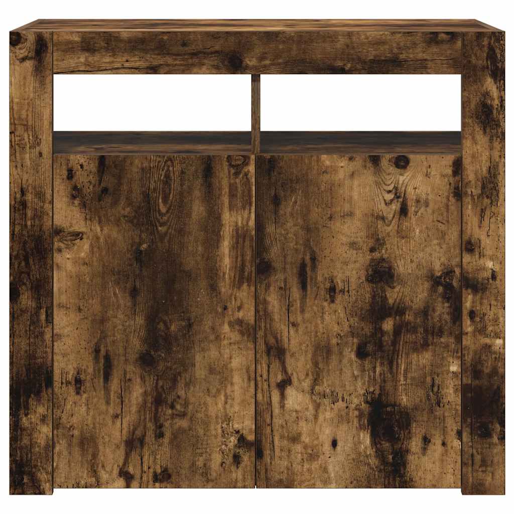 Buffet avec lumières LED chêne fumé 80x35x75 cm - XIOS