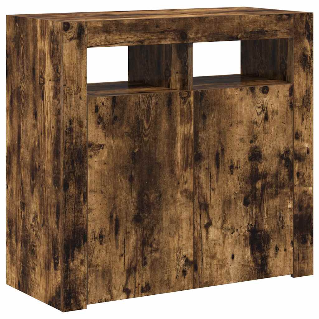 Buffet avec lumières LED chêne fumé 80x35x75 cm - XIOS