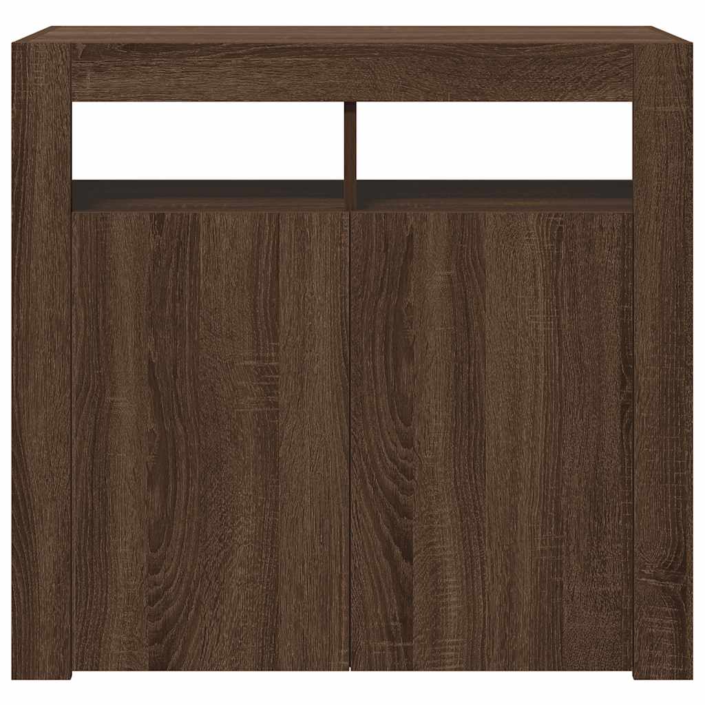 Buffet avec lumières LED chêne marron 80x35x75 cm - XIOS