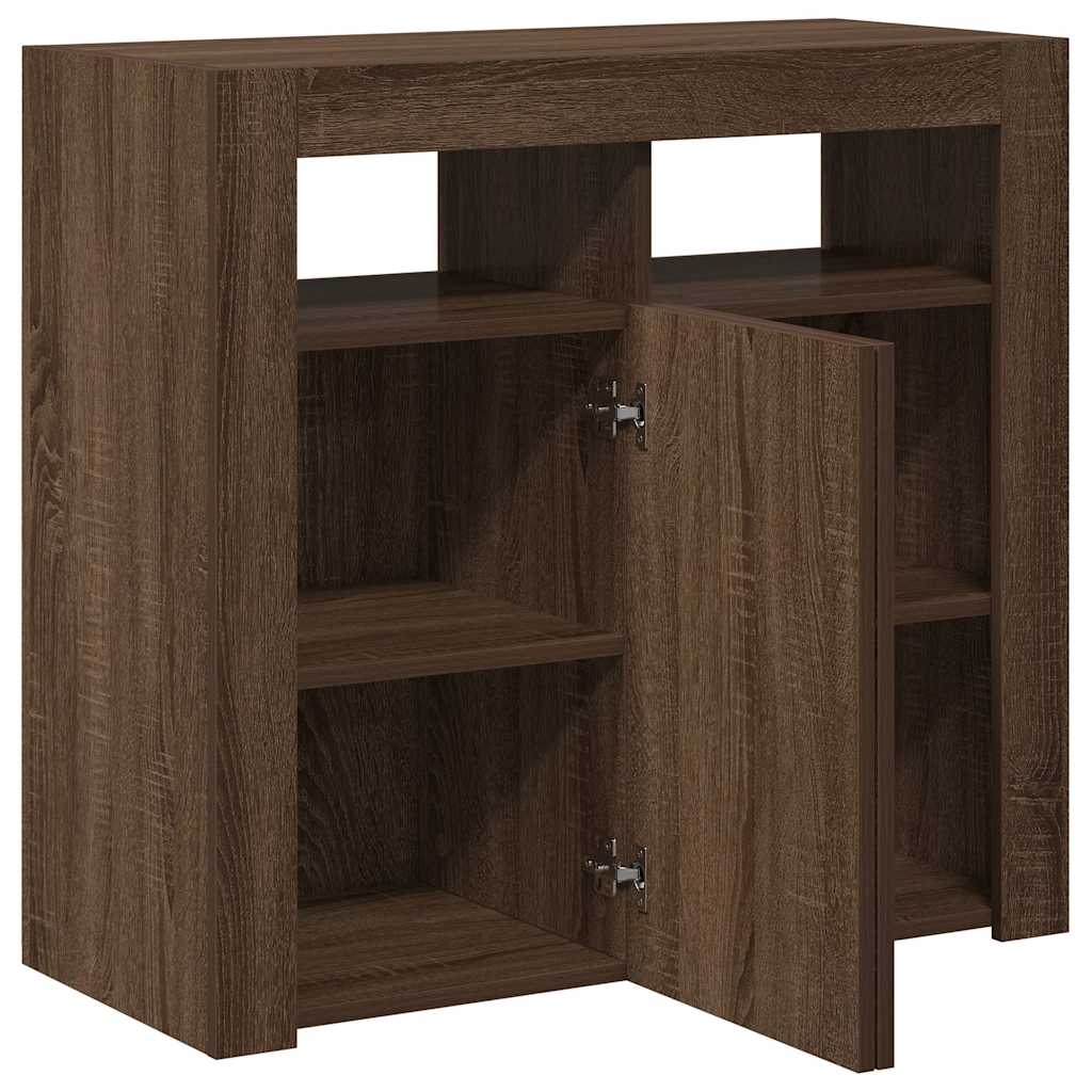 Buffet avec lumières LED chêne marron 80x35x75 cm - XIOS
