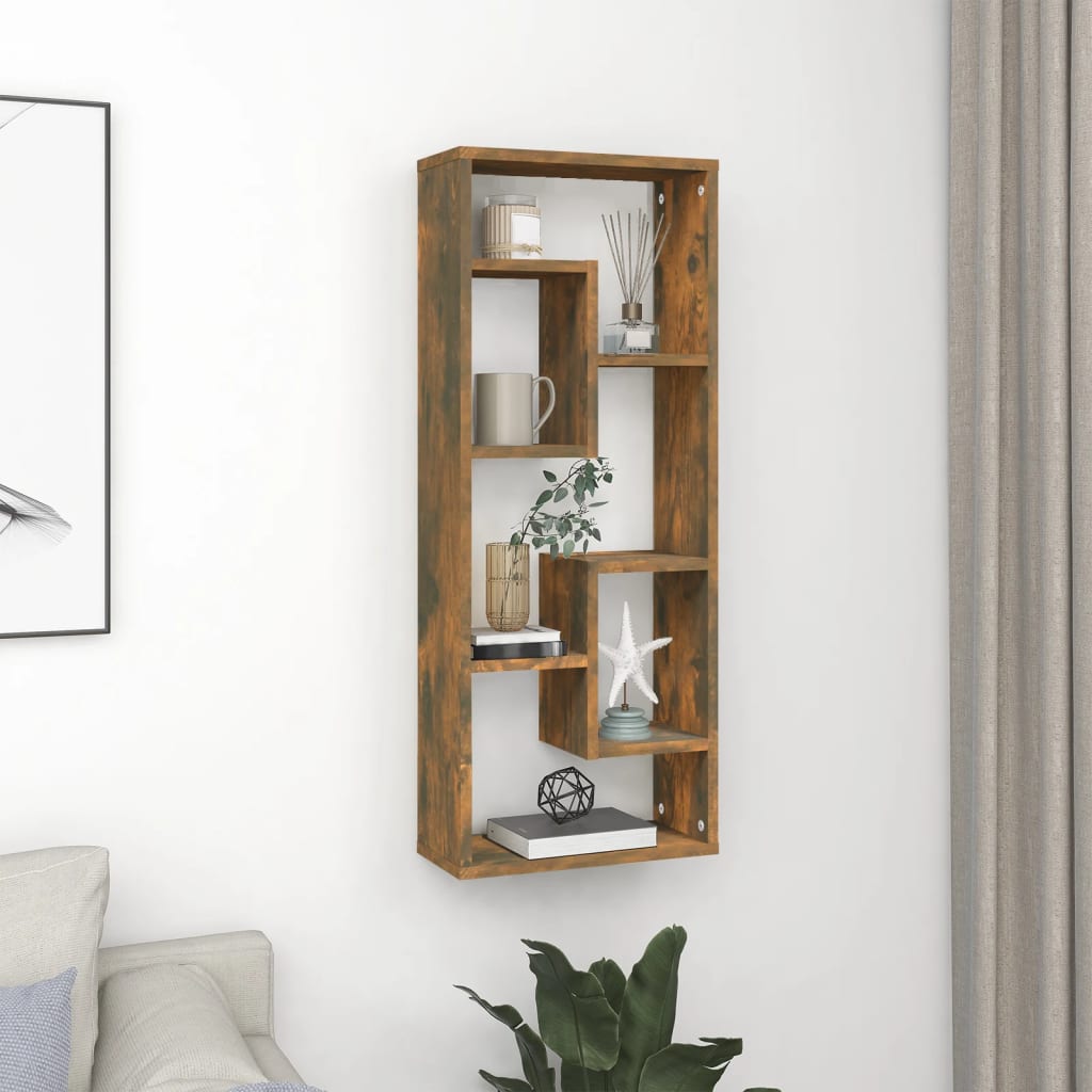 Étagère murale Chêne fumé 36x16x90 cm Bois d'ingénierie - XIOS