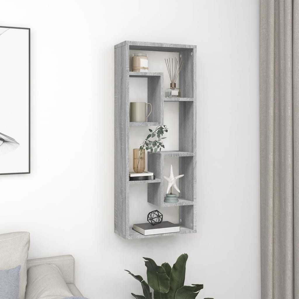 Étagère murale Sonoma gris 36x16x90 cm Bois d'ingénierie - XIOS