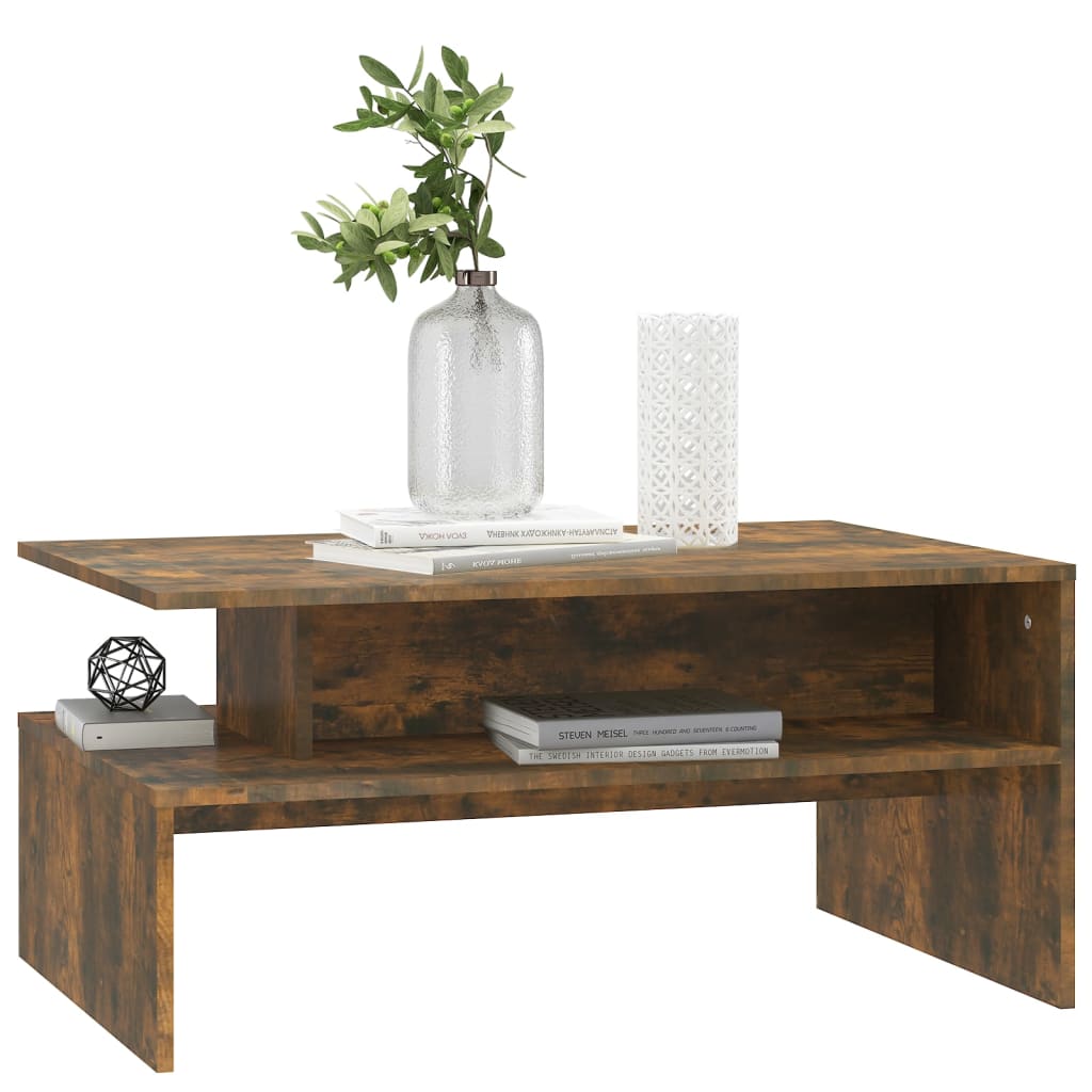 Table basse Chêne fumé 90x60x42,5 cm Bois d'ingénierie - XIOS