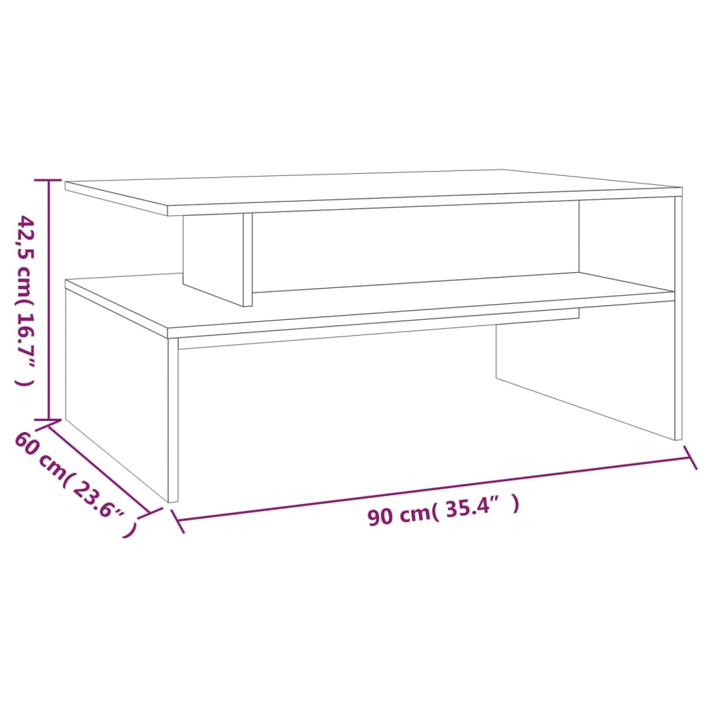 Table basse Chêne fumé 90x60x42,5 cm Bois d'ingénierie - XIOS