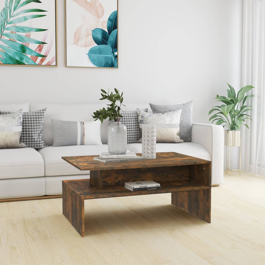 Table basse Chêne fumé 90x60x42,5 cm Bois d'ingénierie - XIOS