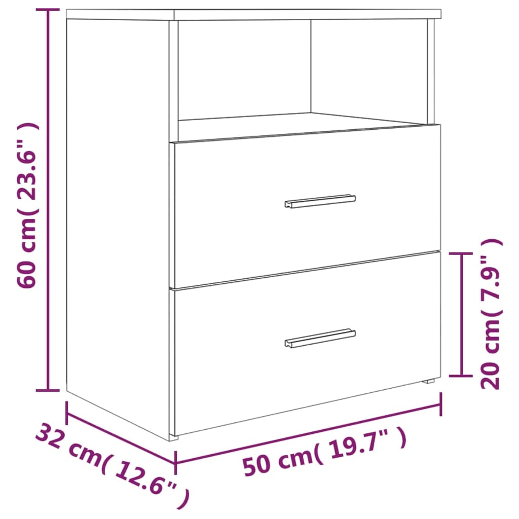 Tables de chevet 2 pcs Sonoma gris 50x32x60 cm - XIOS