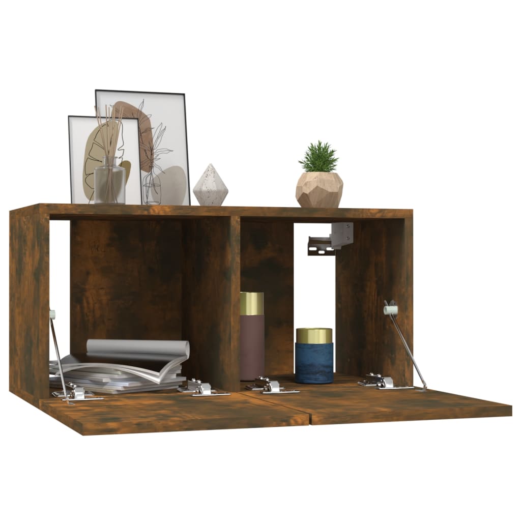 Armoire TV suspendue Chêne fumé 60x30x30 cm Bois d'ingénierie - XIOS