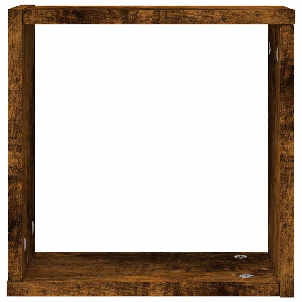 Étagères murales sous forme de cube 4 pcs chêne fumé 30x15x30cm - XIOS