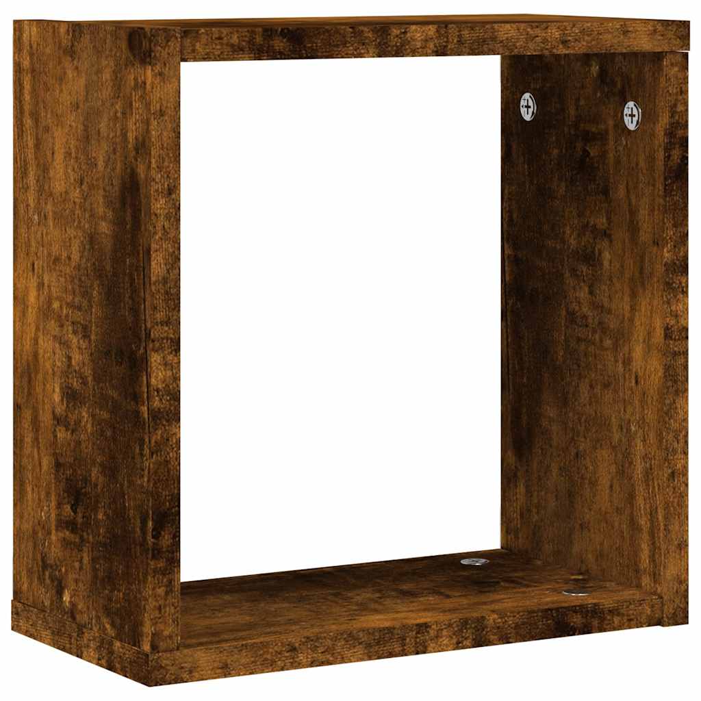 Étagères murales sous forme de cube 6 pcs chêne fumé 30x15x30cm - XIOS