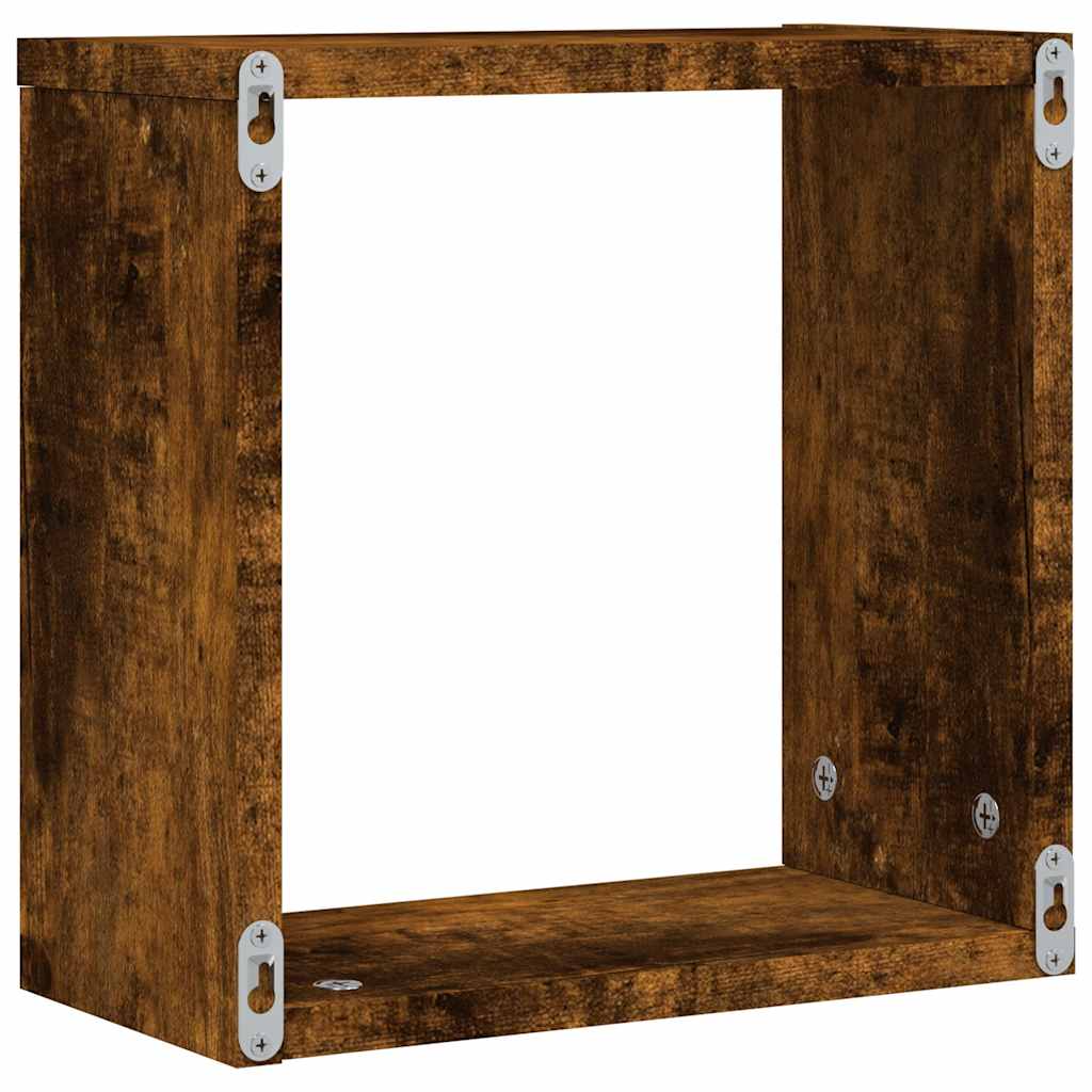 Étagères murales sous forme de cube 6 pcs chêne fumé 30x15x30cm - XIOS