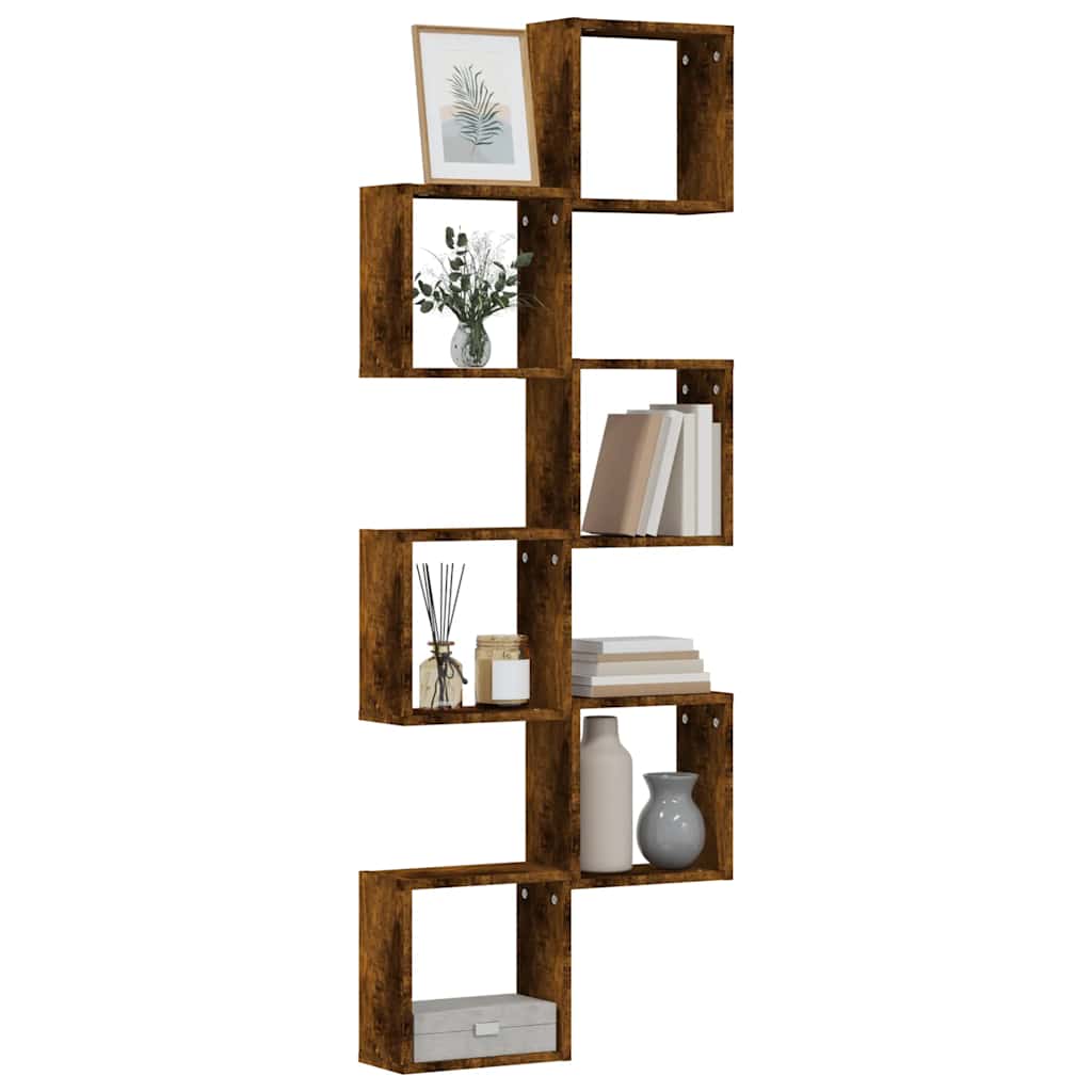 Étagères murales sous forme de cube 6 pcs chêne fumé 30x15x30cm - XIOS