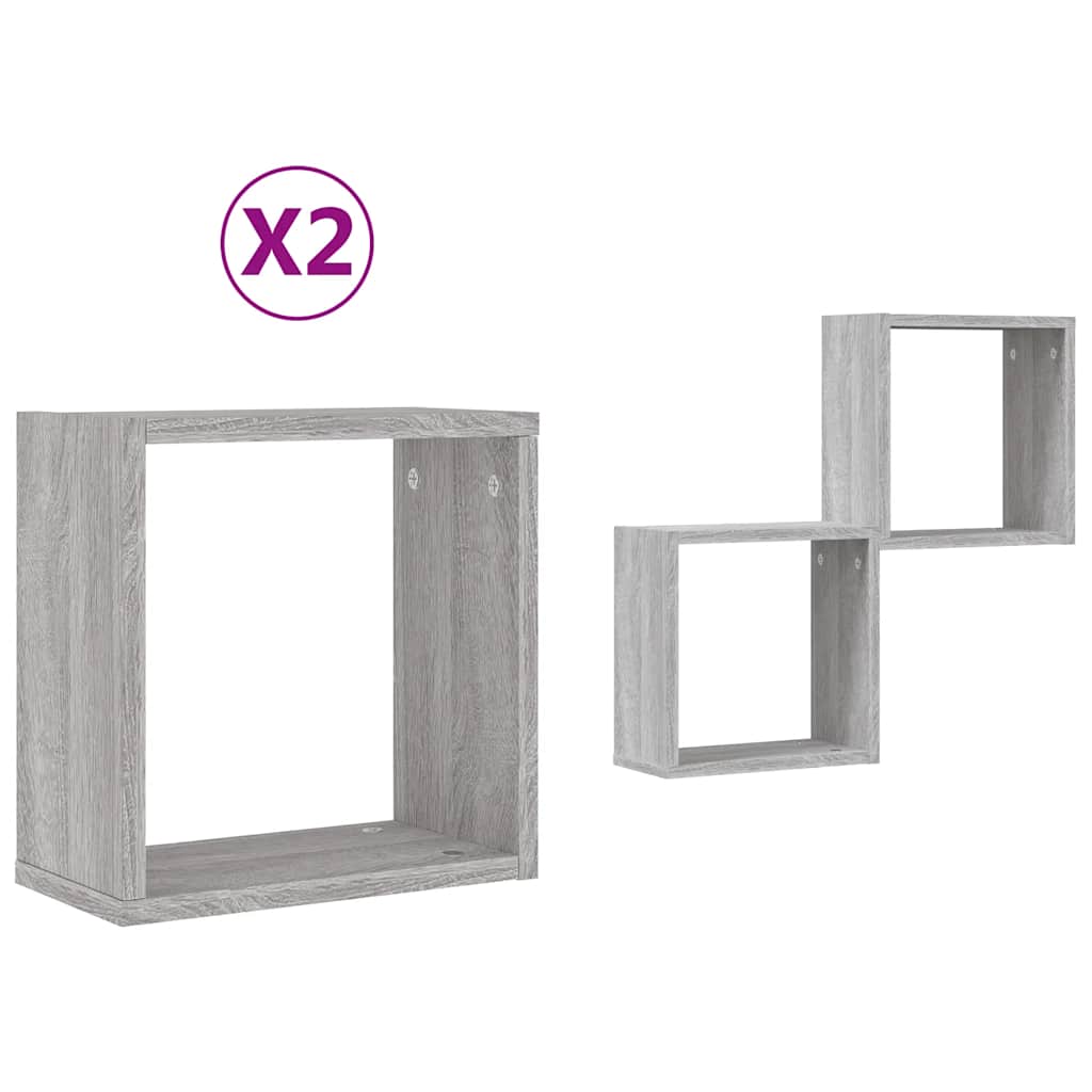 Étagères cube murales 2 pcs sonoma gris 30x15x30 cm - XIOS