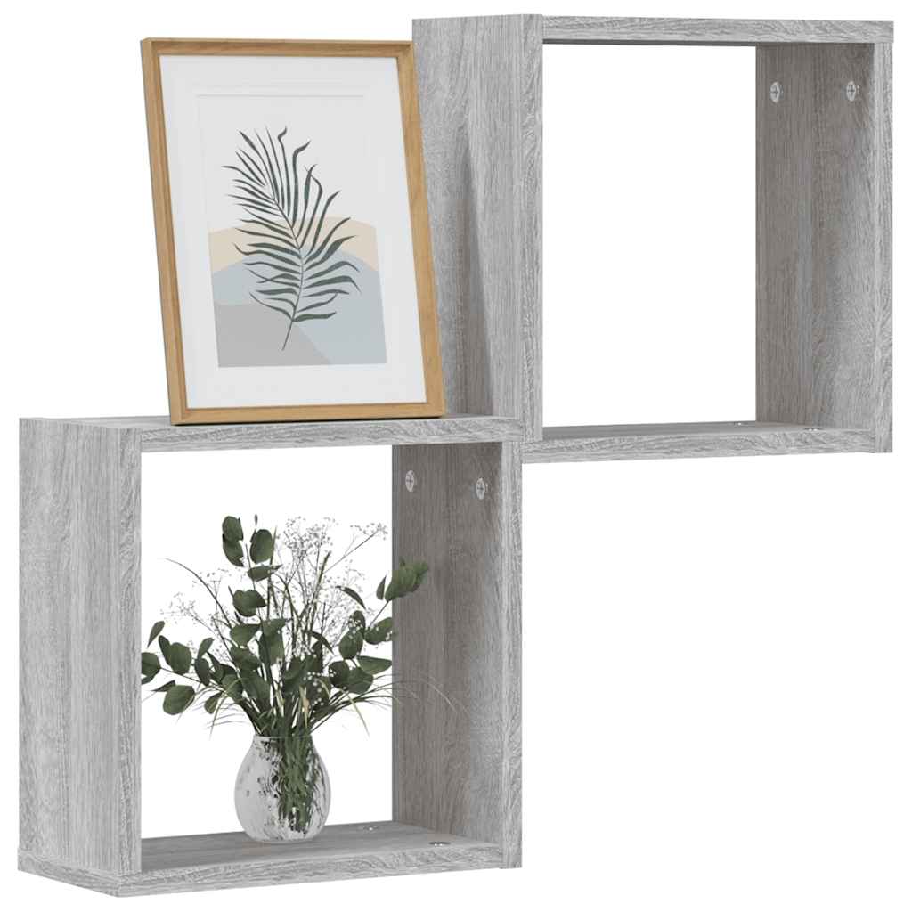 Étagères cube murales 2 pcs sonoma gris 30x15x30 cm - XIOS