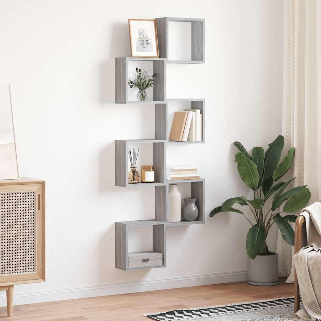 Étagères cube murales 6 pcs sonoma gris 30x15x30 cm - XIOS
