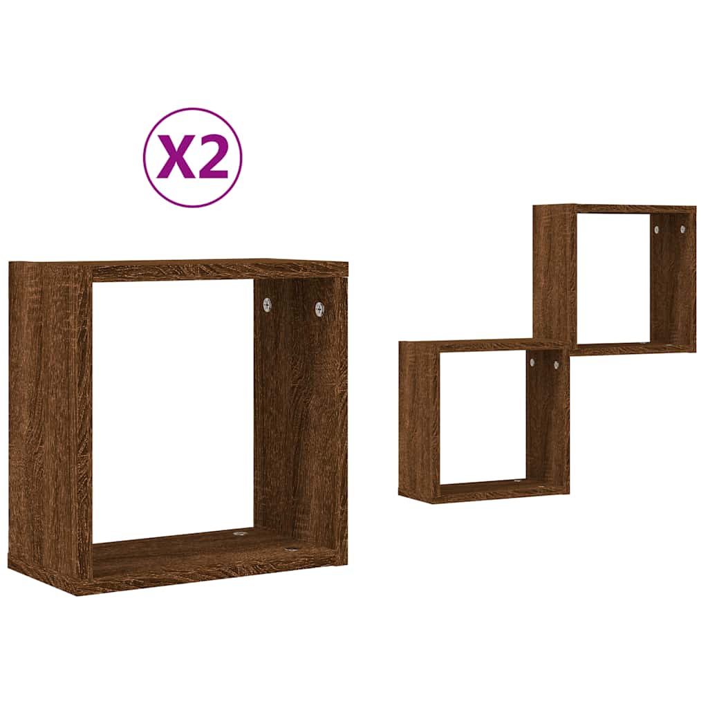 Étagères murales sous forme cube 2 pcs chêne marron 30x15x30cm - XIOS