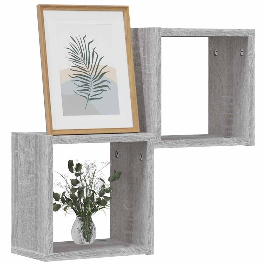 Étagères Murales 2 pcs Gris 26 x 15 x 26 cm Bois d'ingénierie - XIOS