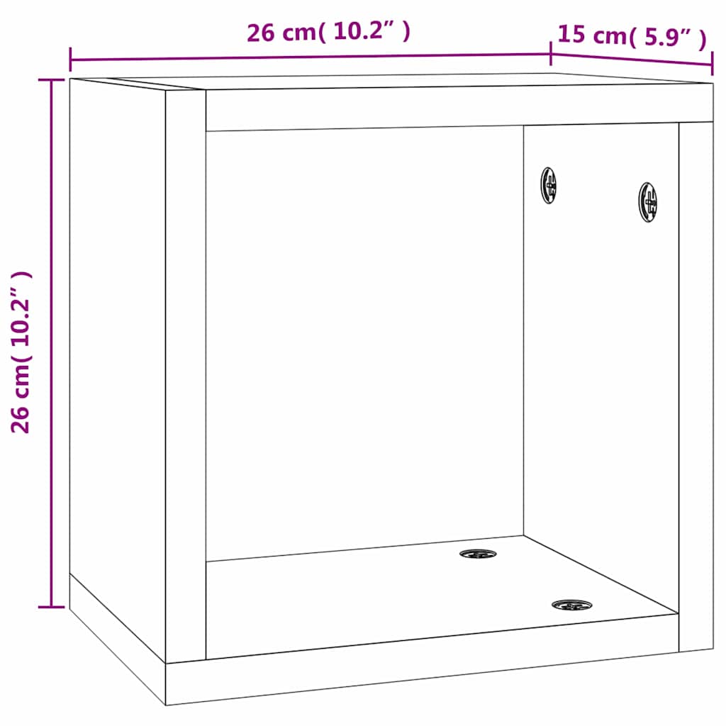 Étagères Murales 2 pcs Gris 26 x 15 x 26 cm Bois d'ingénierie - XIOS