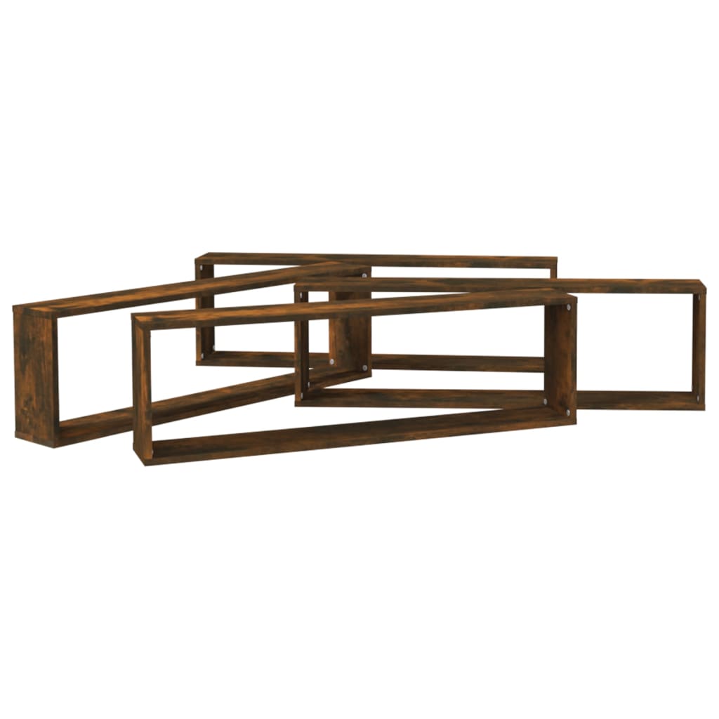 Étagères murales cubiques 4 pcs Chêne fumé 100x15x30 cm - XIOS