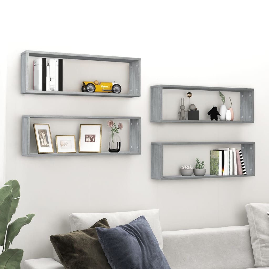 Étagères murales cubiques 4 pcs Sonoma gris 80x15x26,5 cm - XIOS