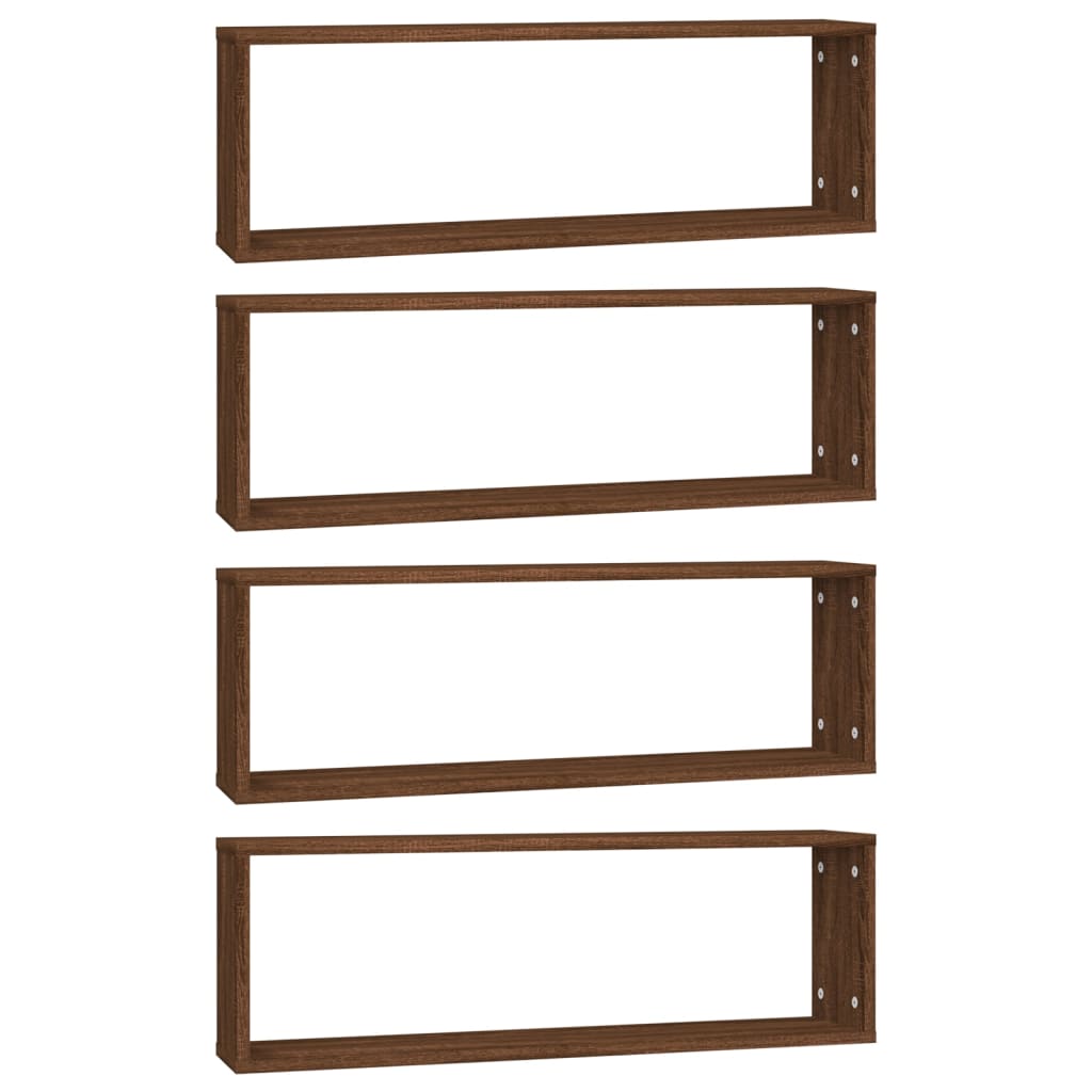 Étagères murales cubiques 4 pcs Chêne marron 80x15x26,5 cm - XIOS