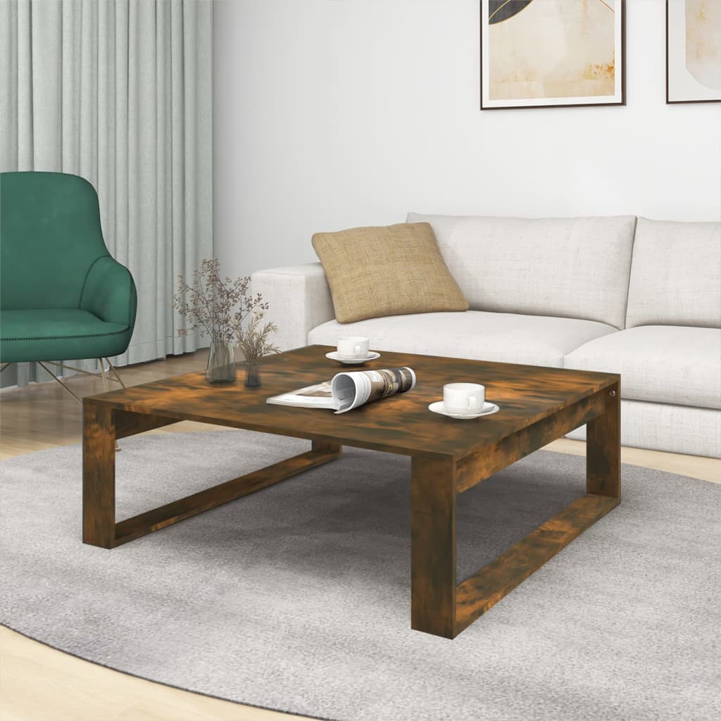 Table basse Chêne fumé 100x100x35 cm Bois d'ingénierie - XIOS