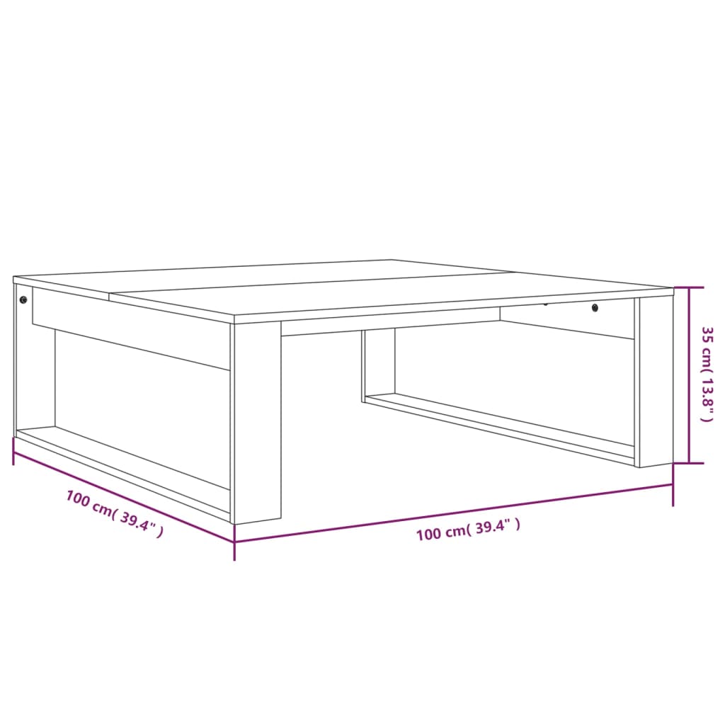 Table basse Chêne fumé 100x100x35 cm Bois d'ingénierie - XIOS